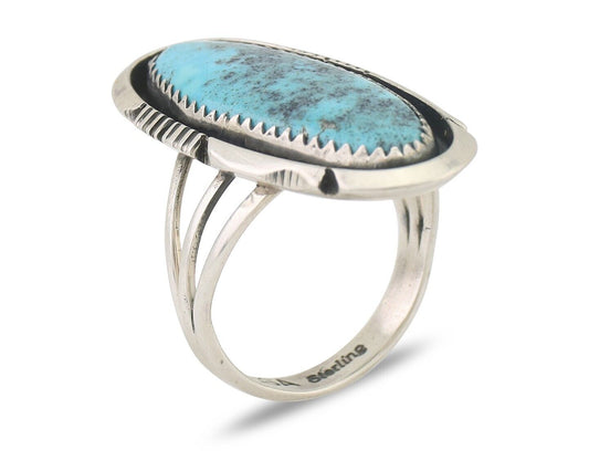 Navajo Ring 925 Silver Natural Turquoise Native American Artist C.80's