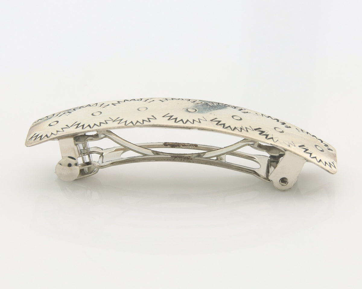 Vintage Navajo Barrette 925 Sterling Silver Hand Stamped Native American