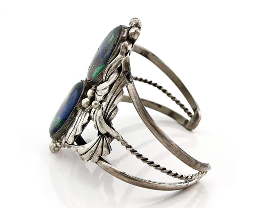 Navajo Cuff Bracelet Sterling Silver Lapis Malachite Vintage Signed Billie Eagle