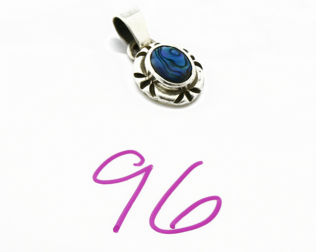 Navajo Hand Stamped Natural Mined MOP in .925 SOLID Silver Pendant
