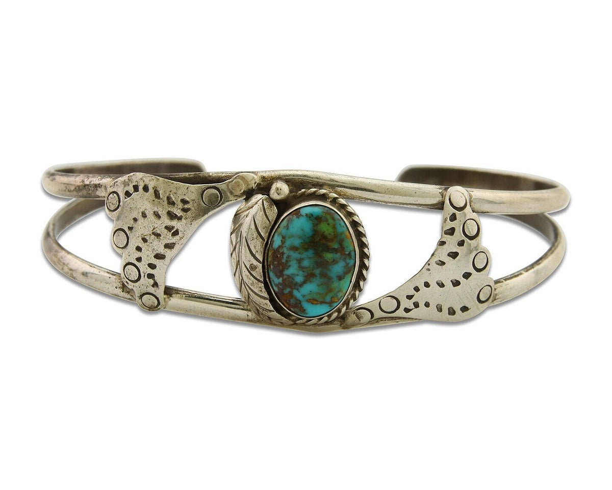 Navajo Bracelet 925 Silver Turquoise Cuff Native American Artist C.80's