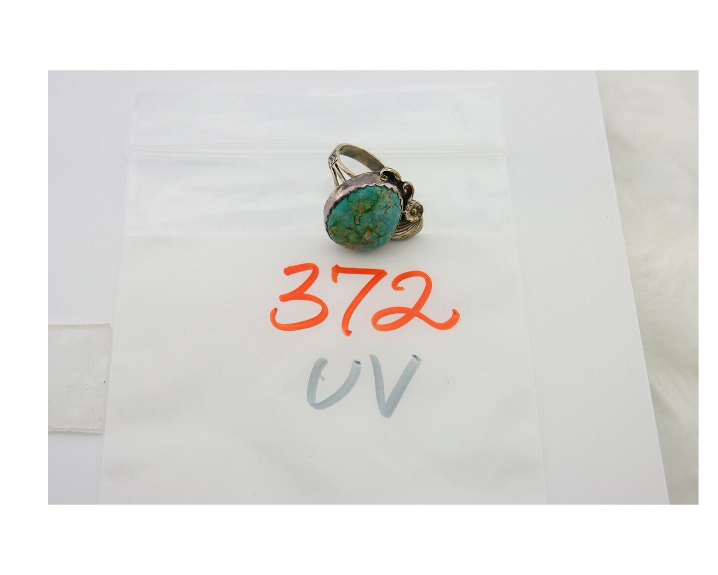 Navajo Ring 925 Sterling Royston Turquoise Native American Artist C.80's