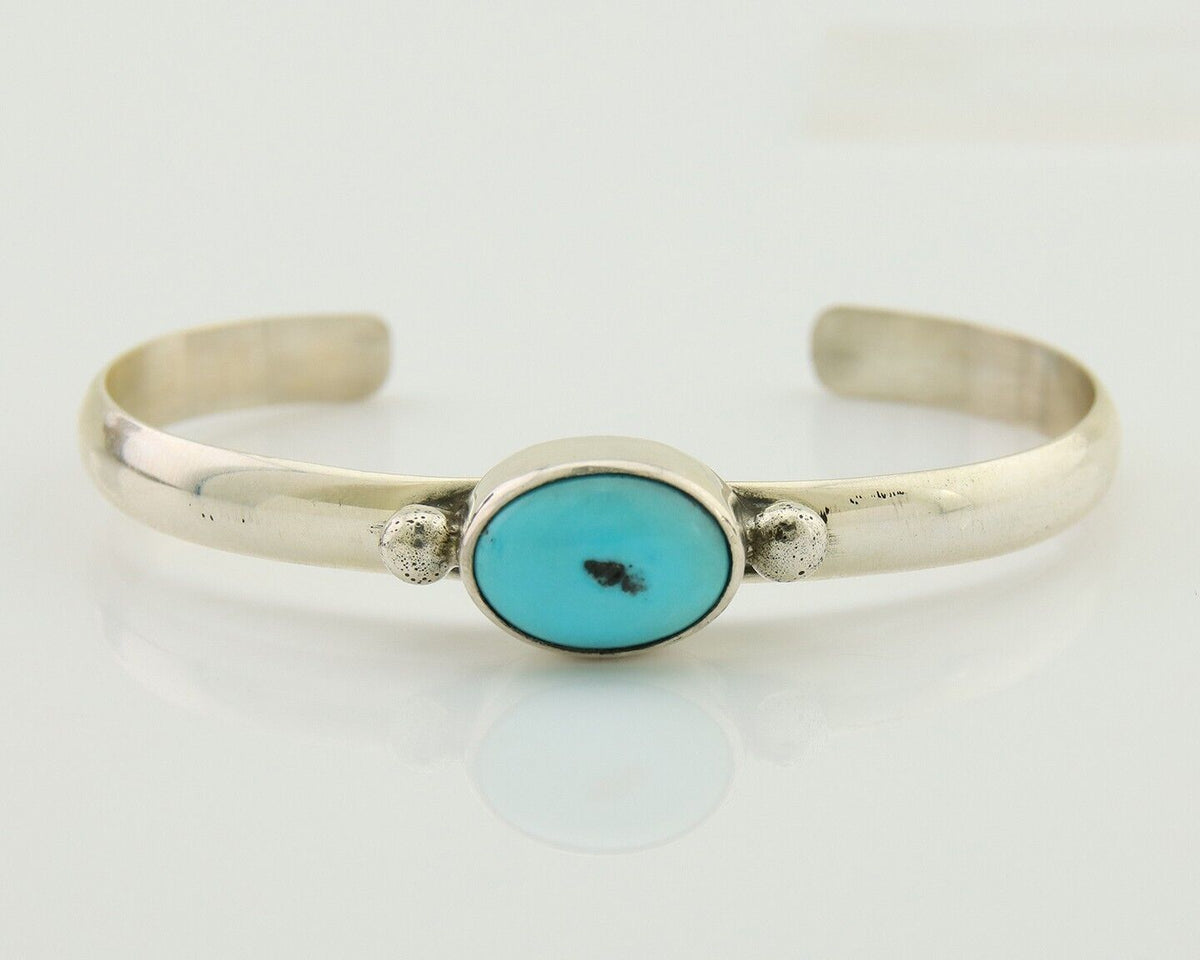 Navajo Cuff Bracelet Blue Turquoise 925 Silver Native American Artist C.80's