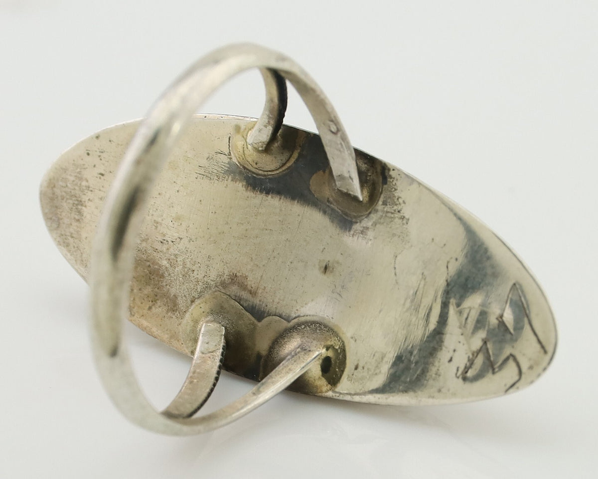 Navajo Ring 925 Silver Natural Blue Turquoise Native American Artist C.80's