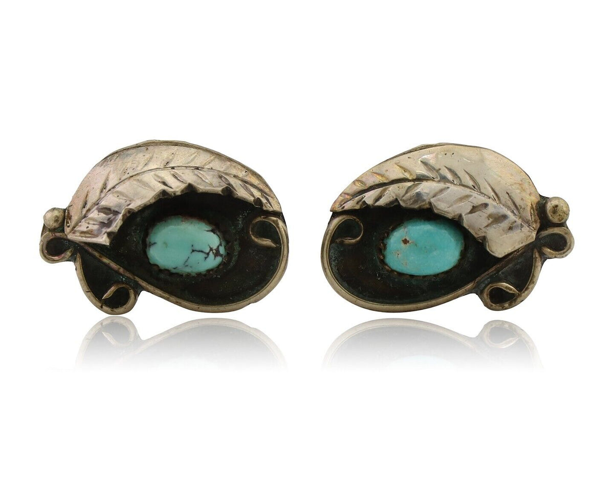 Navajo Earrings 925 Silver Natural Turquoise Native American Artist C.80's