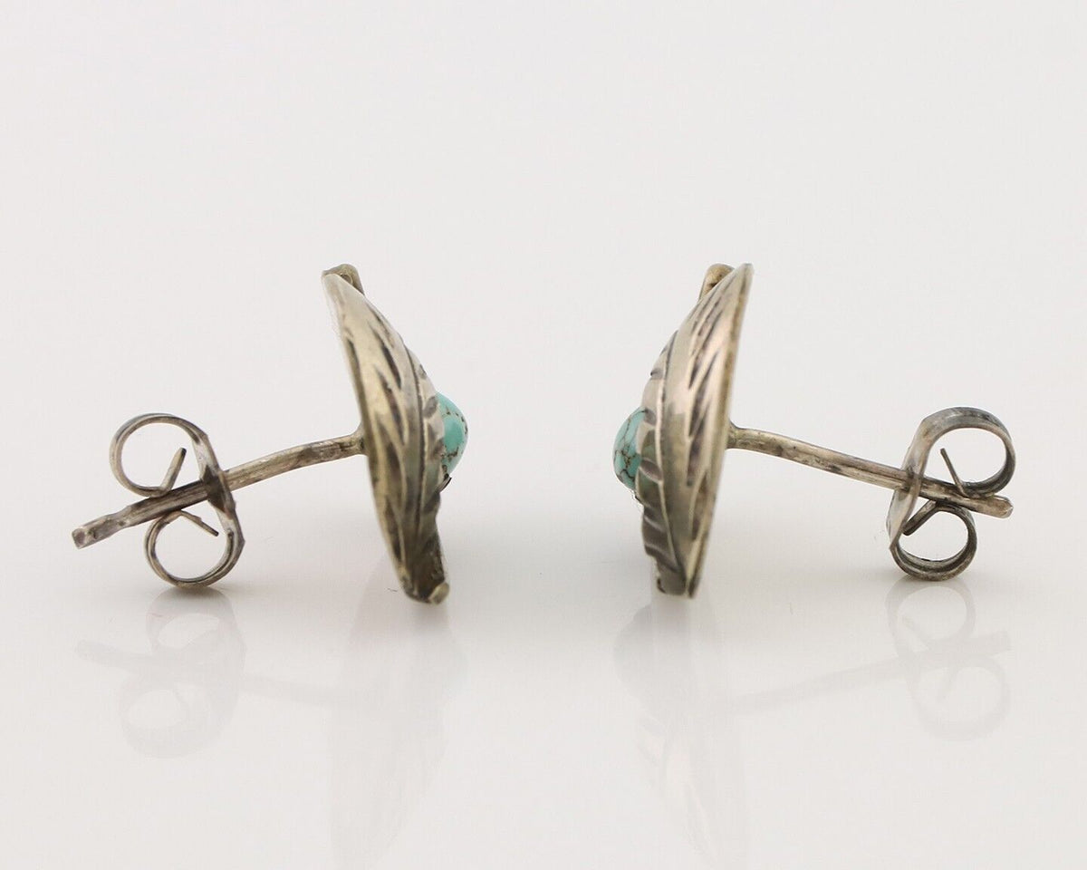 Navajo Earrings 925 Silver Natural Turquoise Native American Artist C.80's