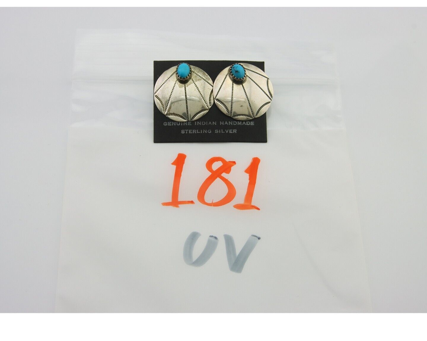 Navajo Earrings 925 Silver Natural Turquoise Native Artist C.80's