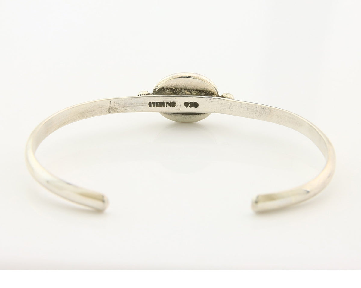 Navajo Cuff Bracelet Sterling Silver Natural Mined Pink Quartz Native Artist