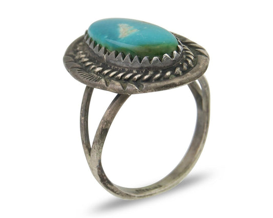 Navajo Handmade Ring 925 Silver Natural Turquoise Native Artist C.80's