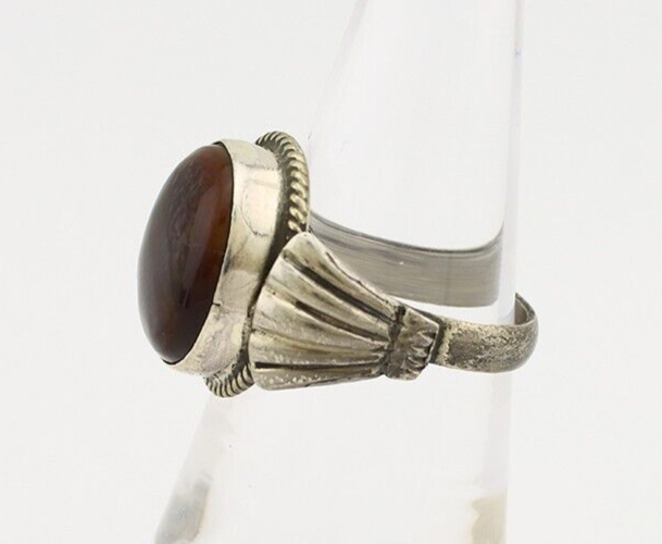 Navajo Handmade Ring 925 Silver Natural High Grade Fire Opal Native Artist C.80s
