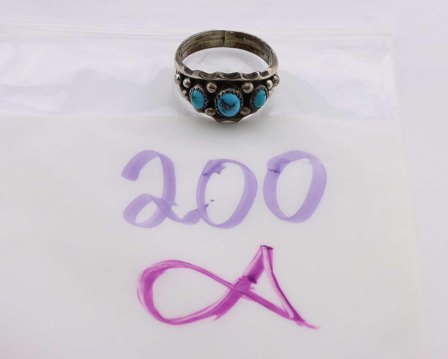 Navajo Ring 925 Silver Blue Artist Signed SkyStone Creations C.80's