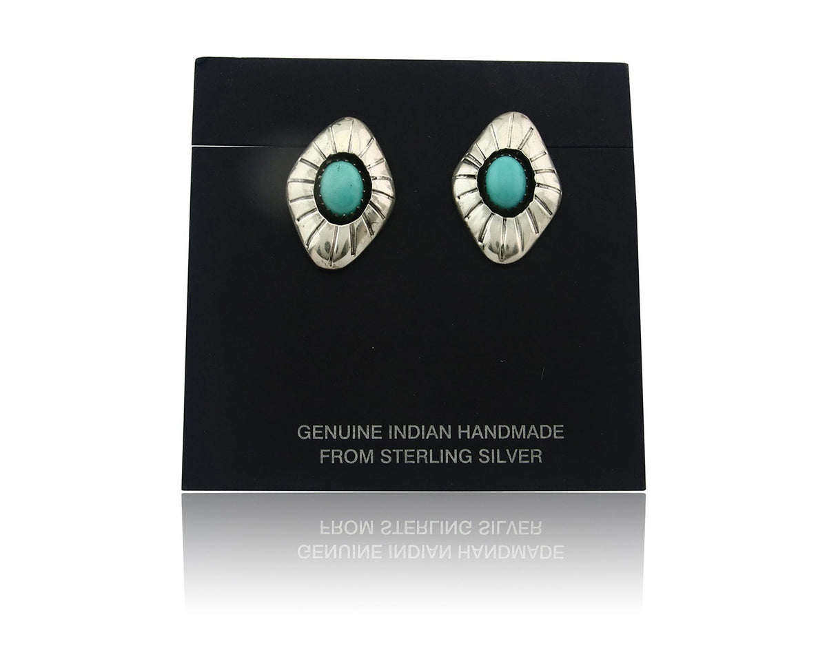 Navajo Earrings Sterling Silver Turquoise Dangle Vintage Authentic
