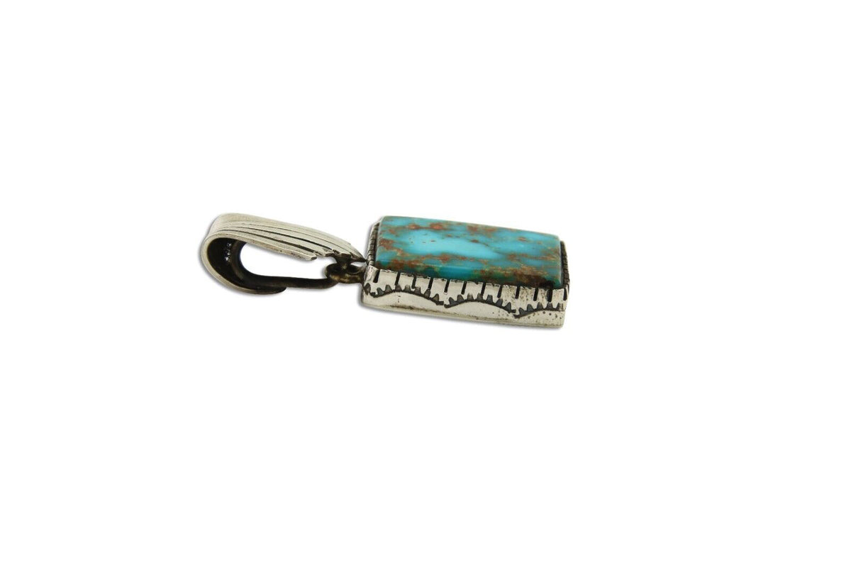 Navajo Pendant .925 Silver Turquoise Artist Signed D C.80's
