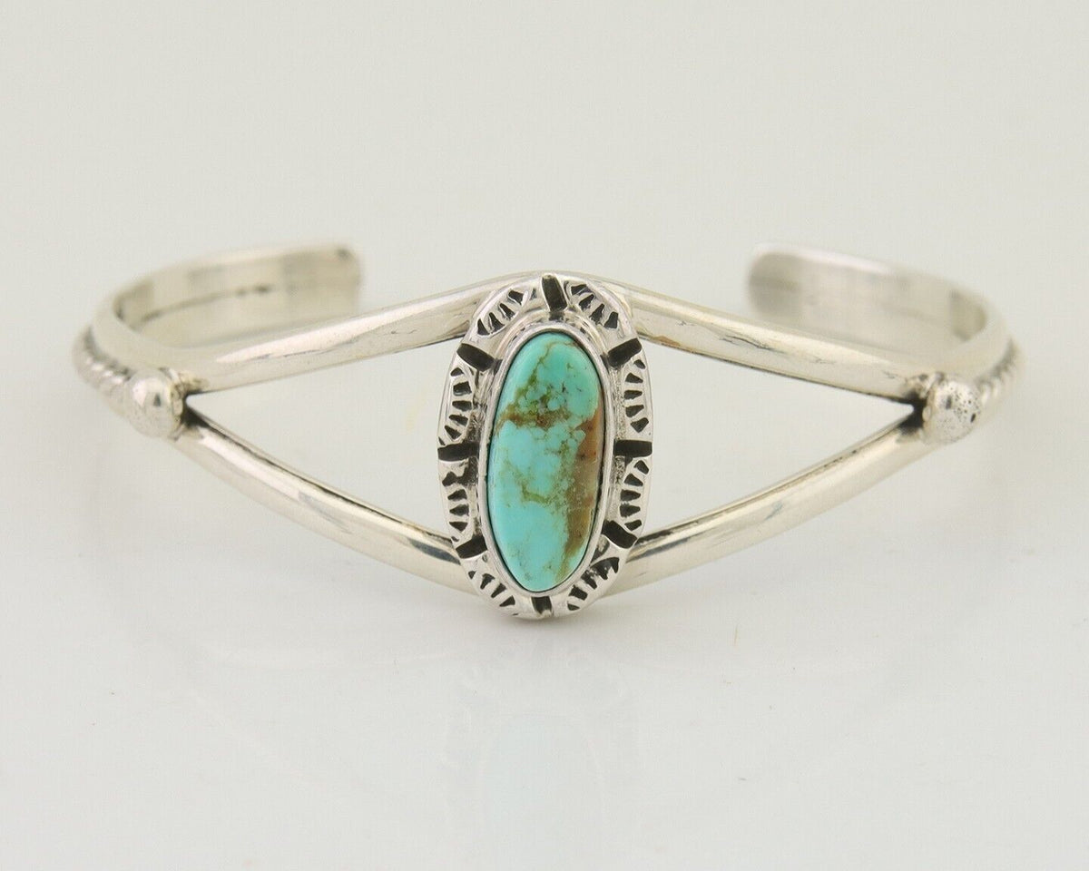 Navajo Bracelet 925 Silver Blue Turquoise Artist Signed Gecko C.80's