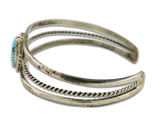 Navajo Bracelet 925 Silver Cuff Turquoise Handmade Artist Signed TC C.80's