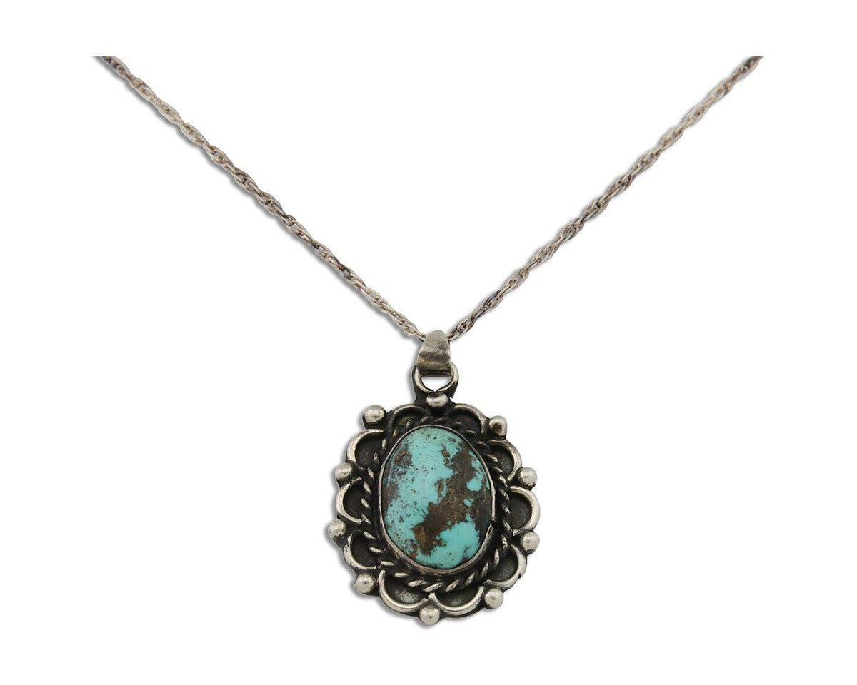 Navajo Necklace 925 Silver Natural Turquoise Native American Artist C.80's
