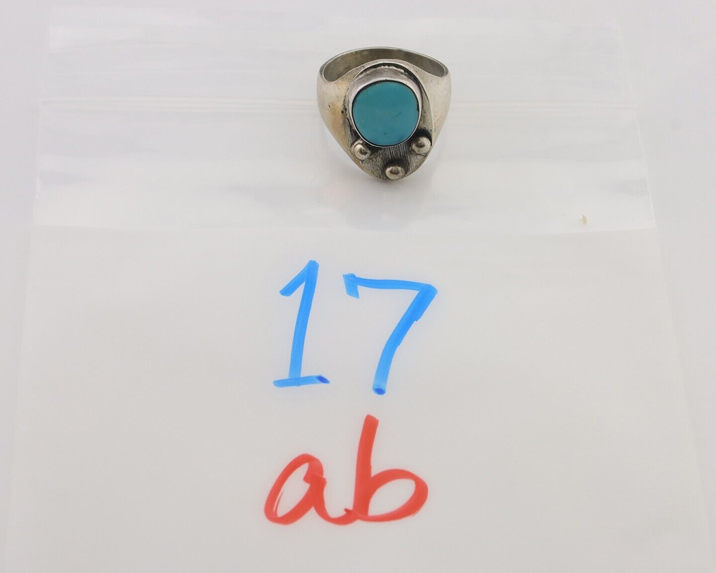Navajo Ring 925 Silver Sleeping Beauty Turquoise Native American Artist C.80's