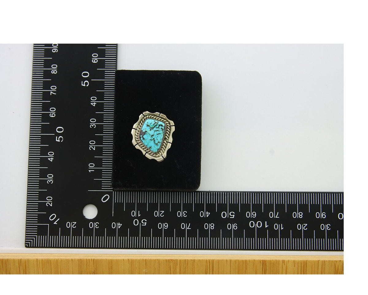 Navajo Earrings 925 Silver Natural Turquoise Artist Signed Sun West C80s
