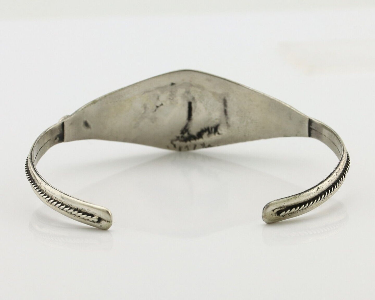 Navajo Bracelet 925 Silver Kingman Turquoise Native American Artist C.80's