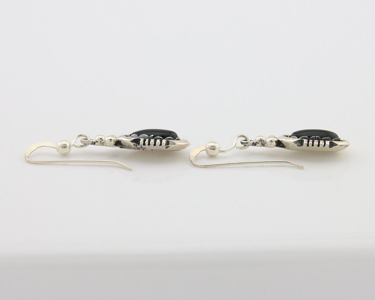 Navajo Dangle Earrings 925 Silver Natural Black Onyx Native American C.80's
