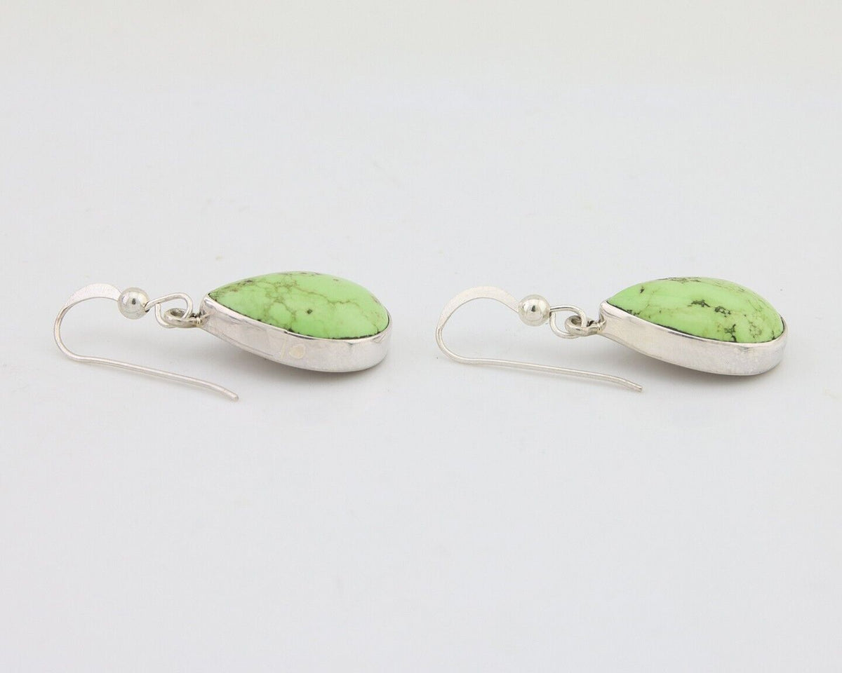 Navajo Dangle Earrings 925 Silver Natural Gaspeite Native Artist C.80's
