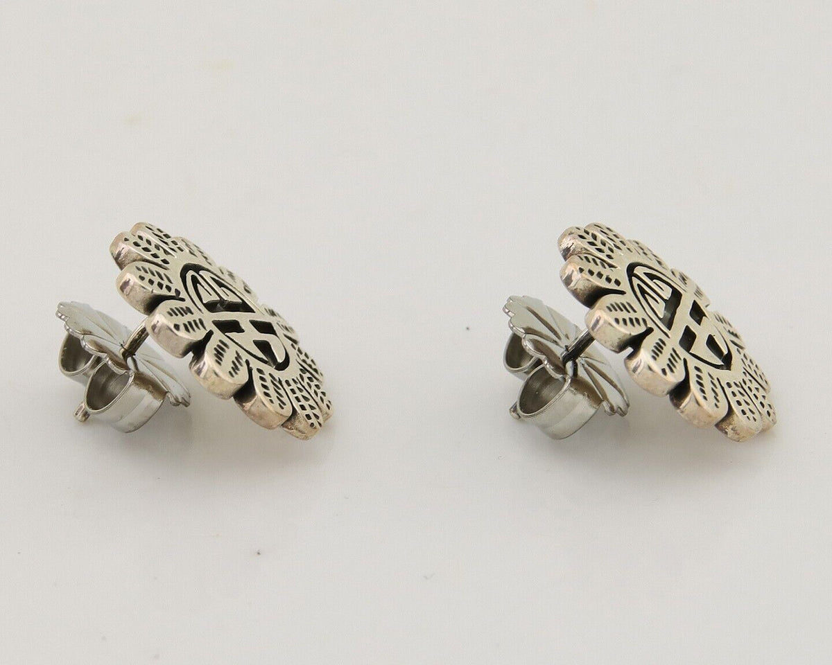 Navajo Tiwa Sun Earrings 925 Silver Native American Artist C.80's