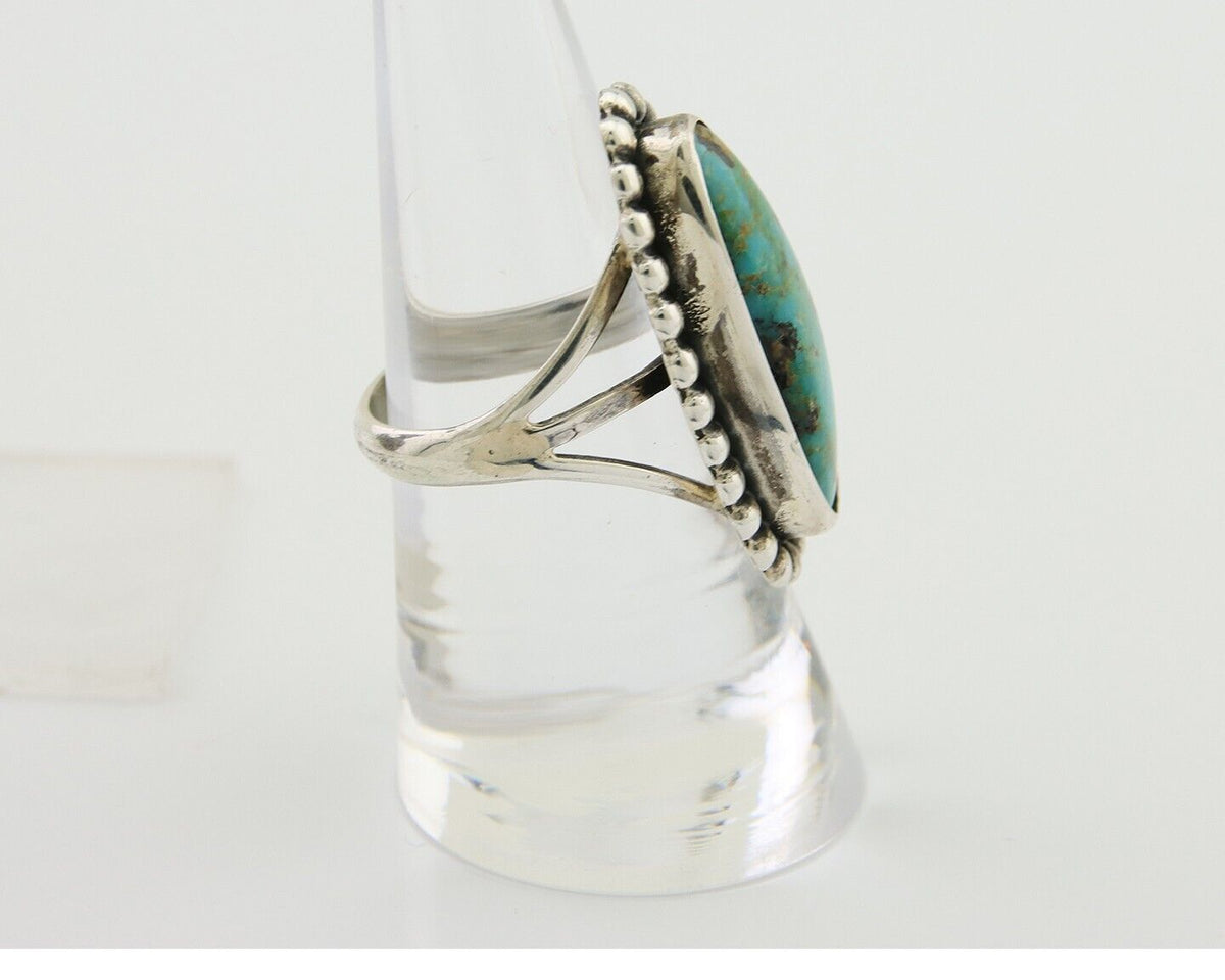Navajo Shield Ring 925 Silver Arizona Turquoise Native Artist C.80's