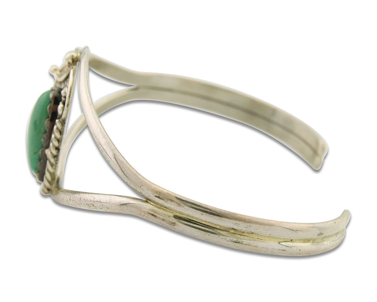 Navajo Bracelet 925 Silver Turquoise Cuff Artist Signed BB C.80's