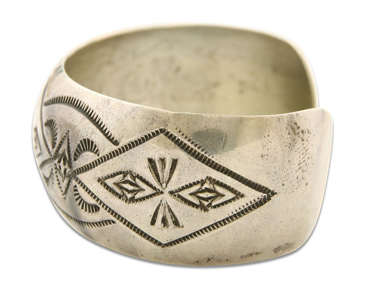 Navajo Bracelet 925 Silver Handmade Artist Signed Wilbur Tracy C.80's