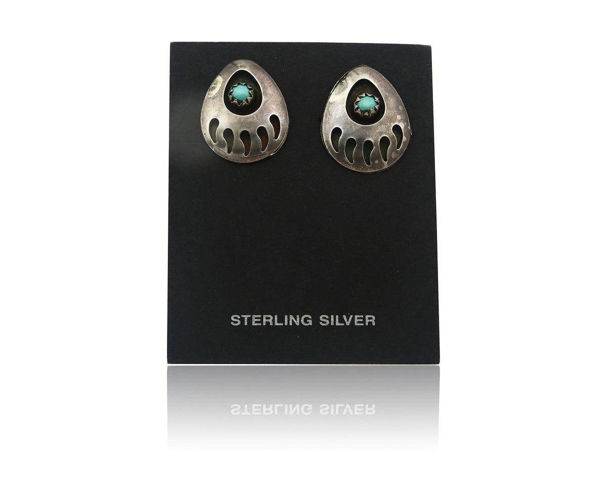 Navajo Earrings Sterling Silver Turquoise Dangle Vintage Authentic