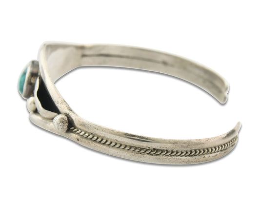 Vintage Navajo Bracelet 925 Silver Turquoise Handmade Signed GC 01 (The Turtle)