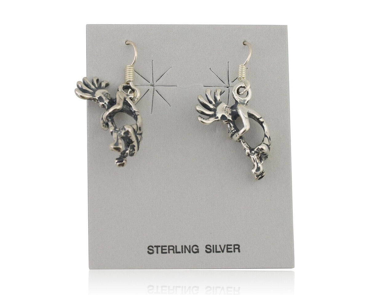 Navajo Kokopelli Dangle Earrings 925 Silver Native American Artist C.80's