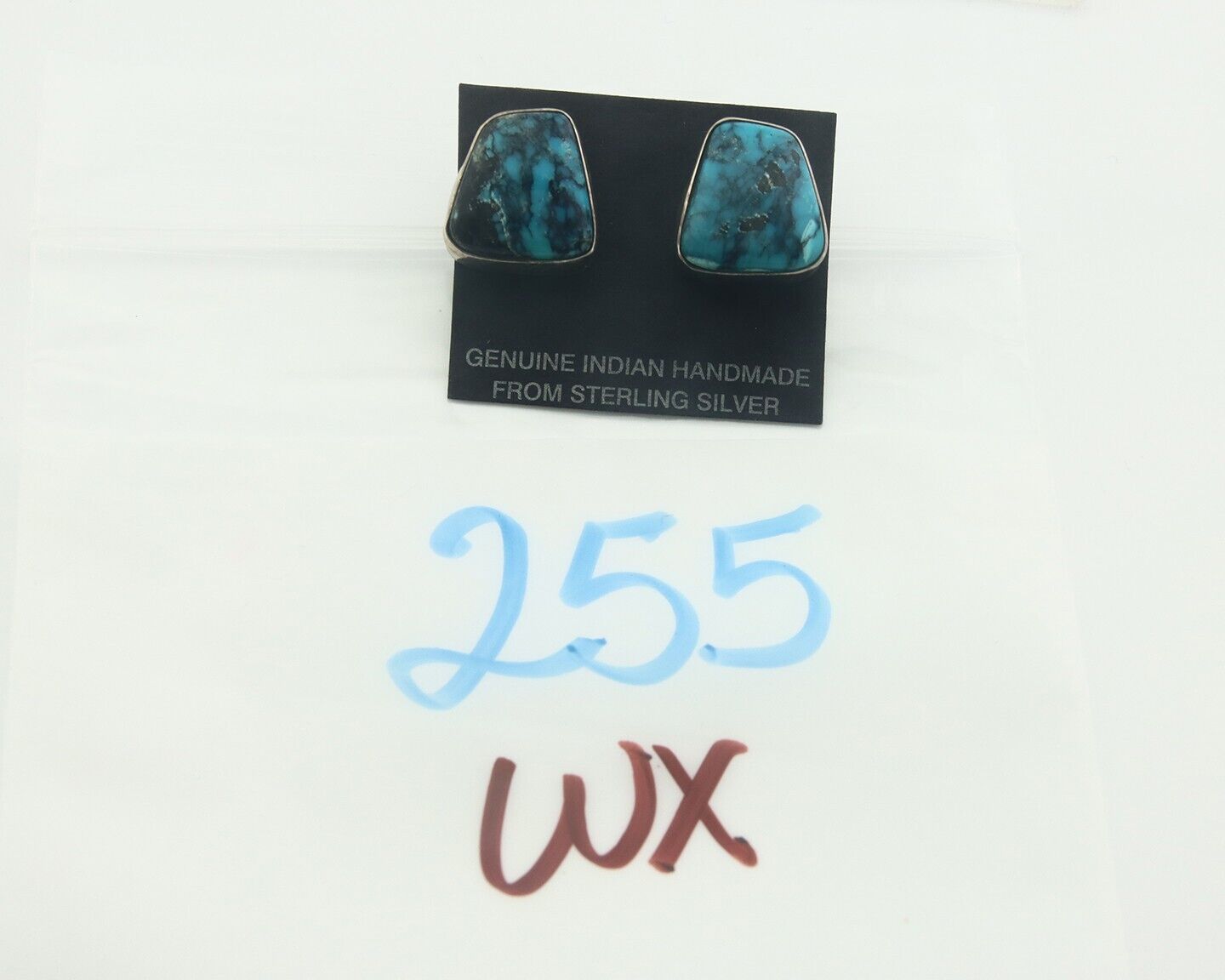 Navajo Earrings 925 Silver Turquoise Native Artist Signed W Denetdale C.80's