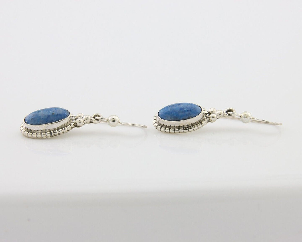 Navajo Dangle Earrings 925 Silver Natural Denim Lapis Signed Melissa Yazzie C80s