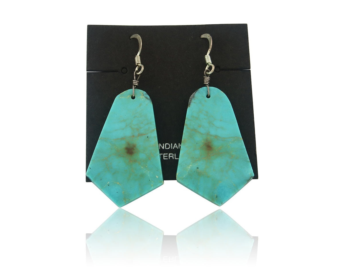Santo Domingo Earrings Sterling Silver Natural Turquoise Vintage Authentic