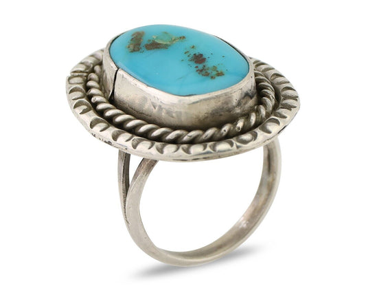 Navajo Handmade Ring 925 Silver Turquoise Native American Artist C.80's