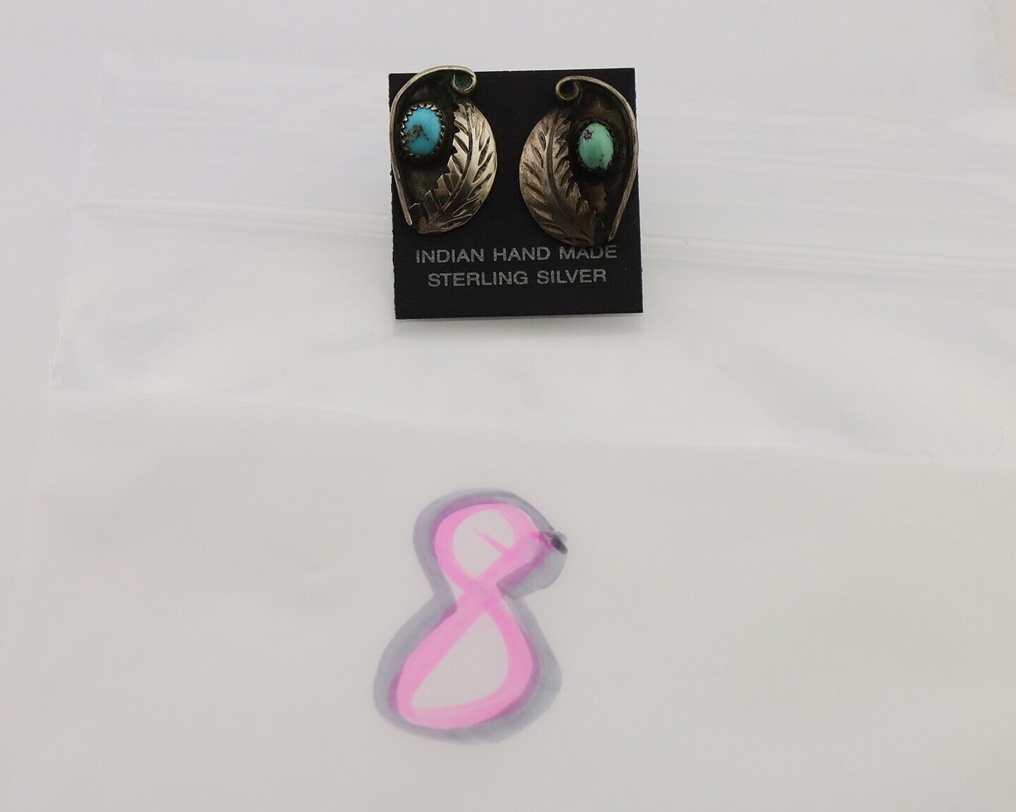 Navajo Earrings 925 Silver Natural Turquoise Native American Artist C.80's