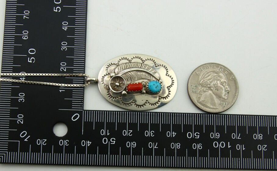 Navajo Necklace 925 Silver Spiderweb Turquoise Native American Artist C.80's