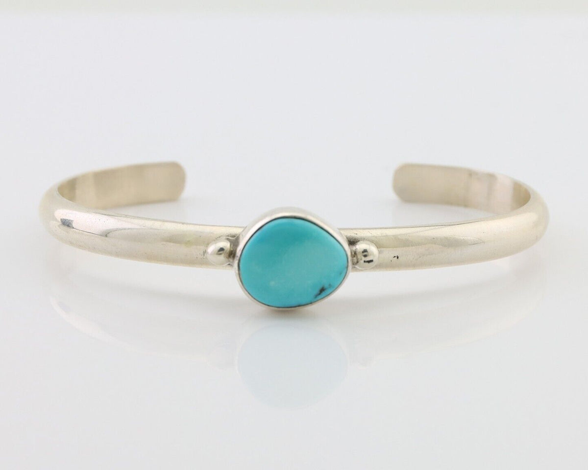Navajo Cuff Bracelet 925 Silver Natural Blue Turquoise Native American C.80's