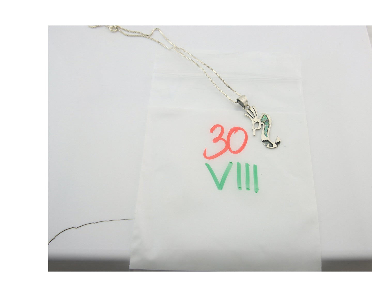 Navajo Kokopelli Necklace Sterling Silver Opal Vintage Signed BB