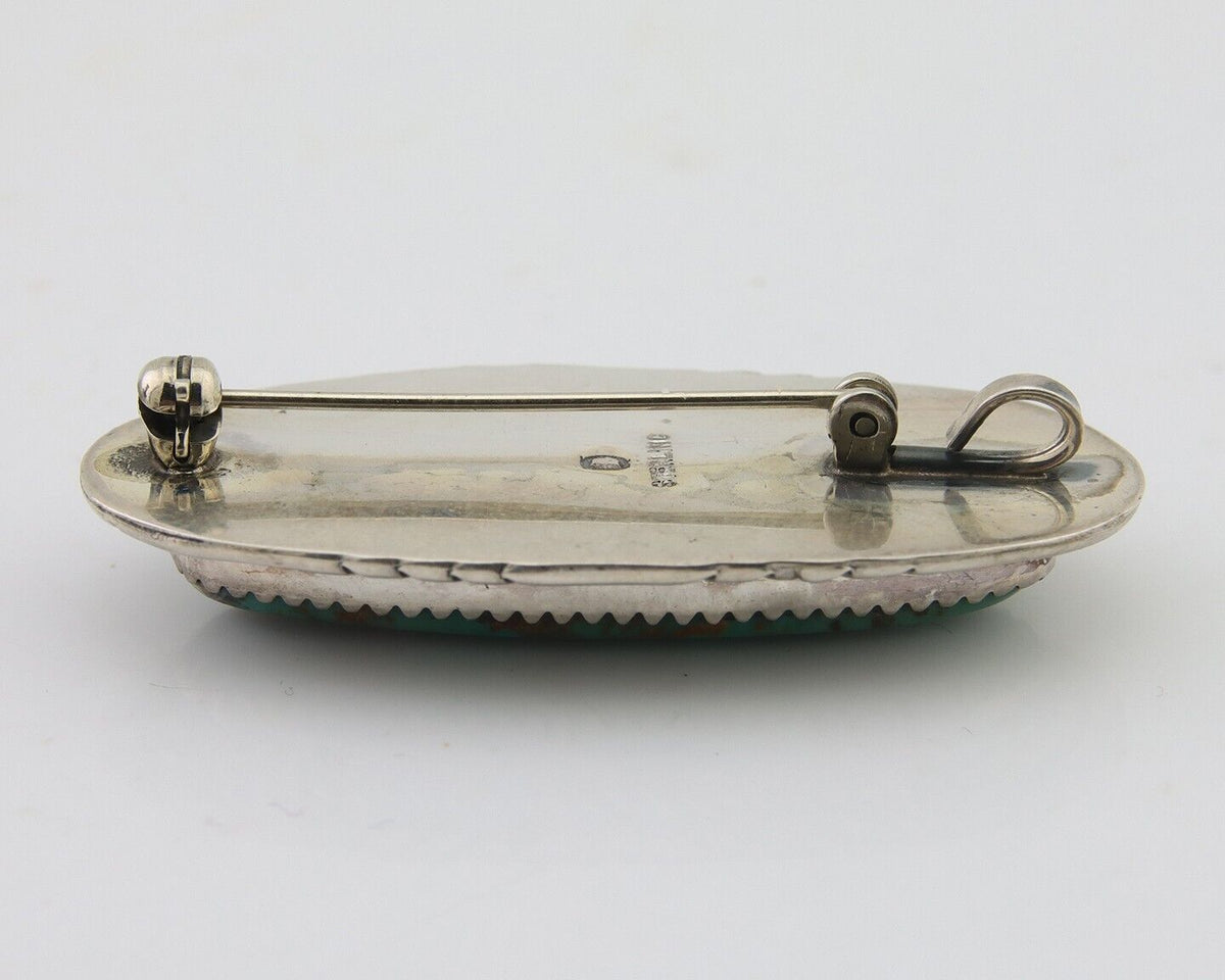 Navajo Pin Pendant 925 Silver Natural Blue Turquoise Artist Signed Davey Morgan