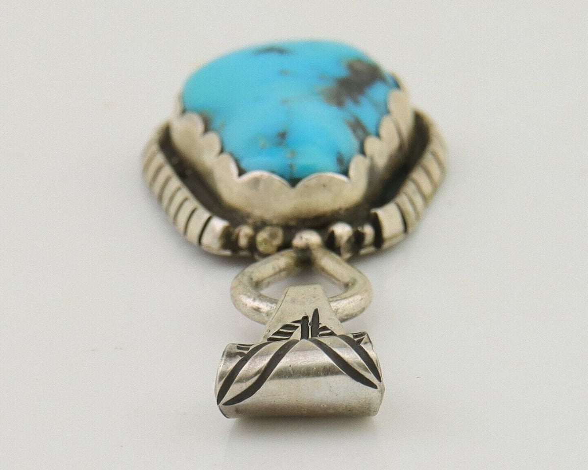 Navajo Sleeping Beauty Turquoise Pendant 925 Silver Signed Tony Guerro C.80's