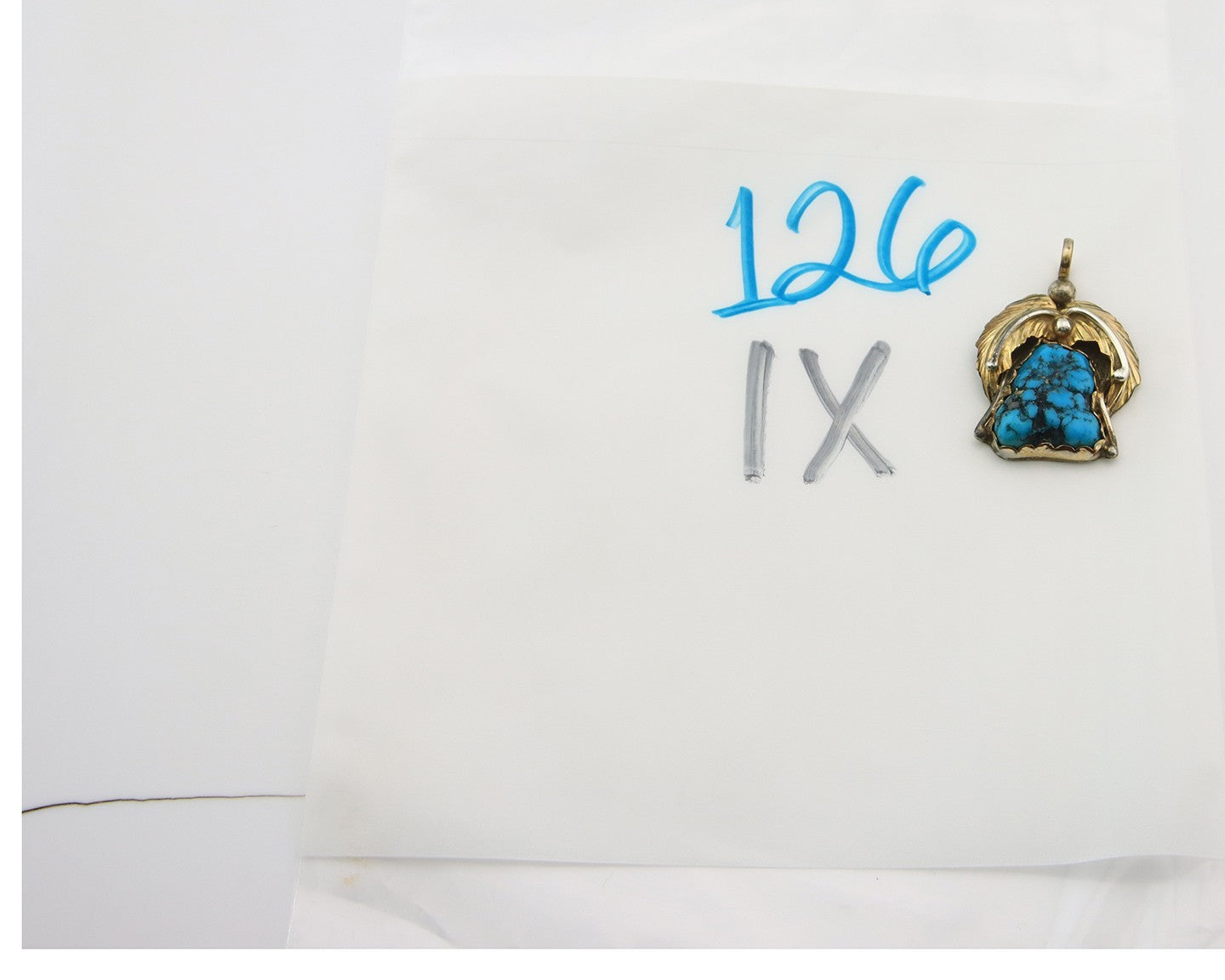 Navajo Pendant Sterling Silver & Gold Natural Blue Turquoise Authentic Native