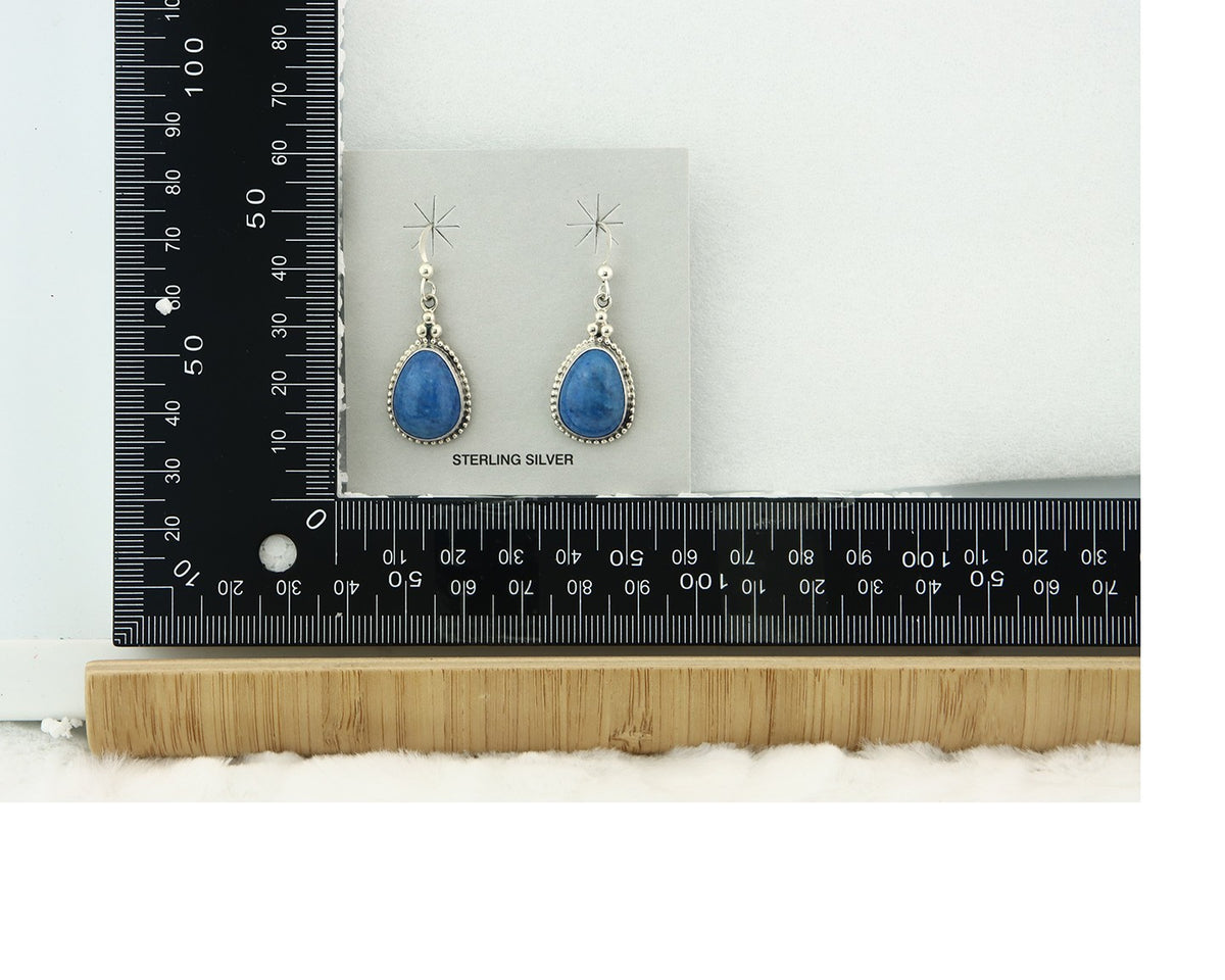 Navajo Dangle Earrings Sterling Silver Lapis Vintage Authentic Signed M