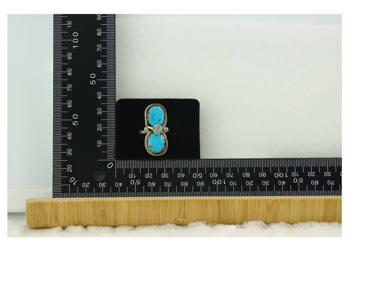 Vintage Zuni Ring 925 Sterling Silver Turquoise Signed Effie C Size 6.5