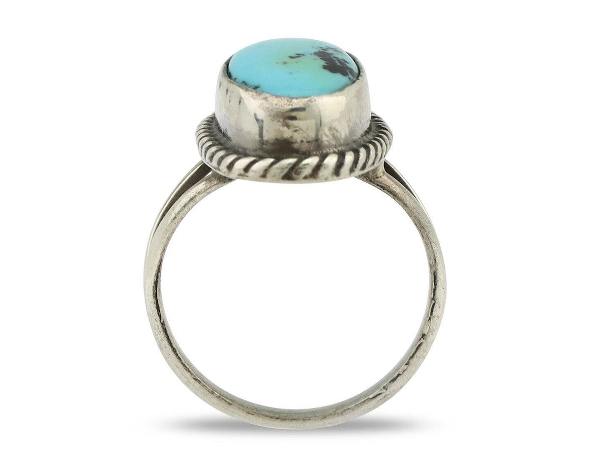 Navajo Ring 925 Silver Kingman Turquoise Native American Artist C.80's