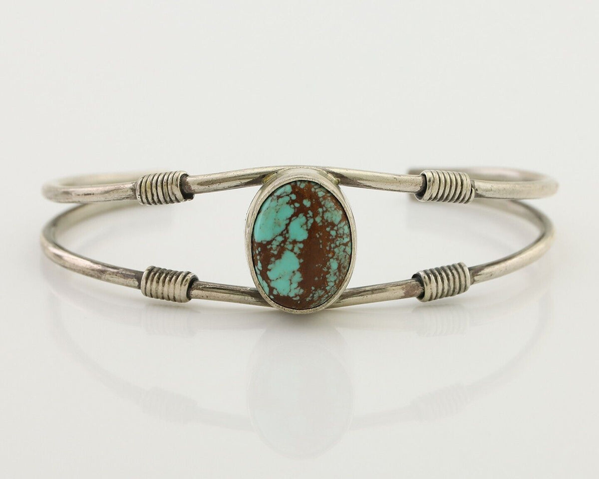 Navajo Bracelet 925 Silver Natural Blue Turquoise Native American Artist C.80's