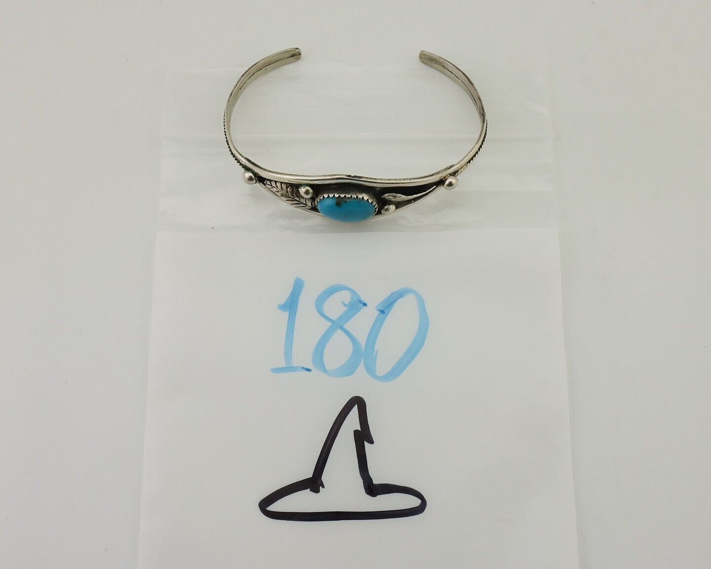 Navajo Bracelet 925 Silver Kingman Turquoise Native American Artist C.80's