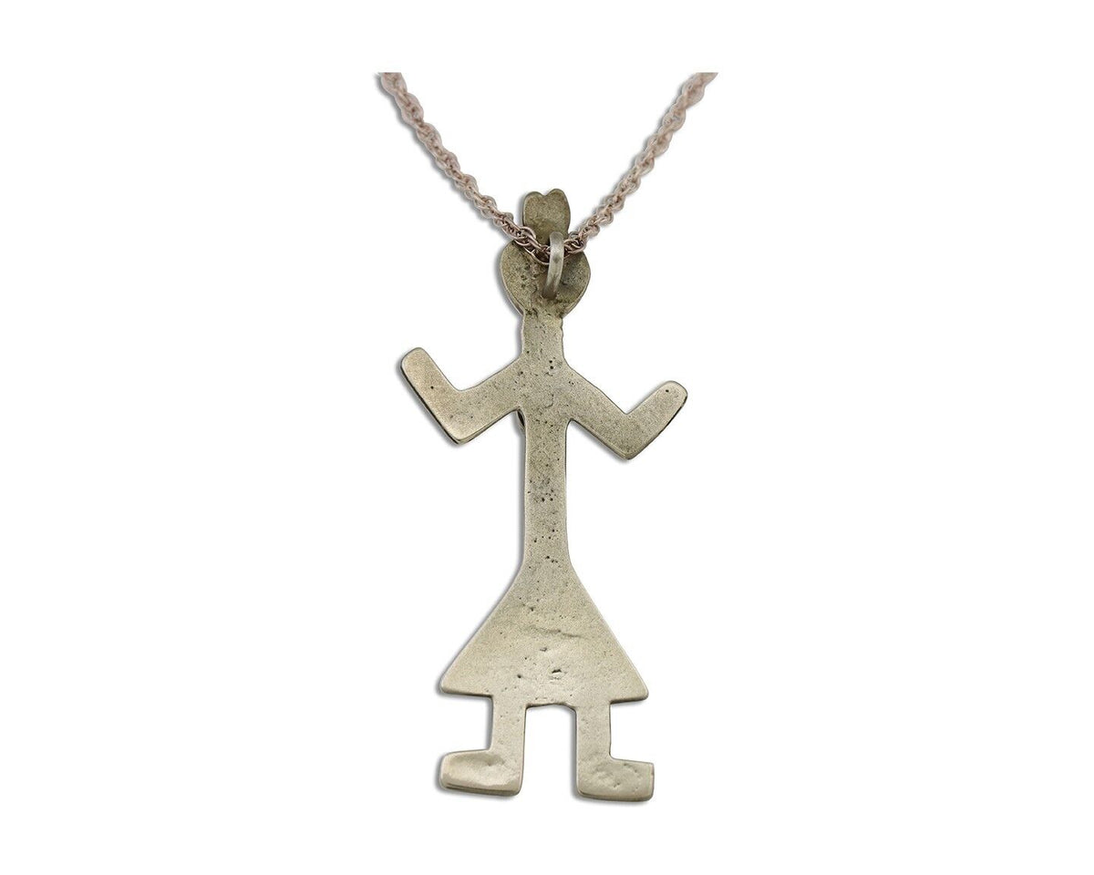 Navajo Turquoise Necklace 925 Silver Sand Cast Dancer C.80's