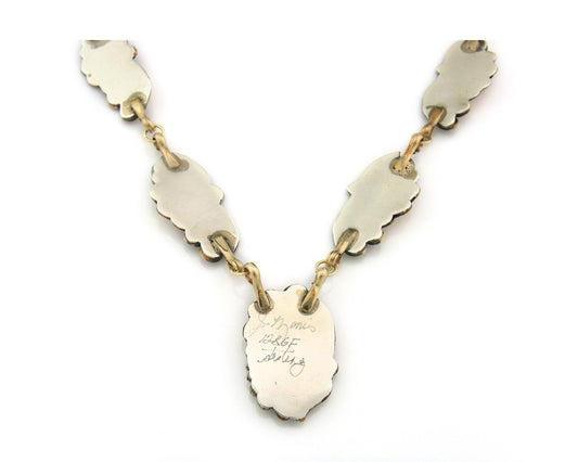 Navajo Necklace Sterling Silver & Gold Authentic Vintage Signed Justin Morris